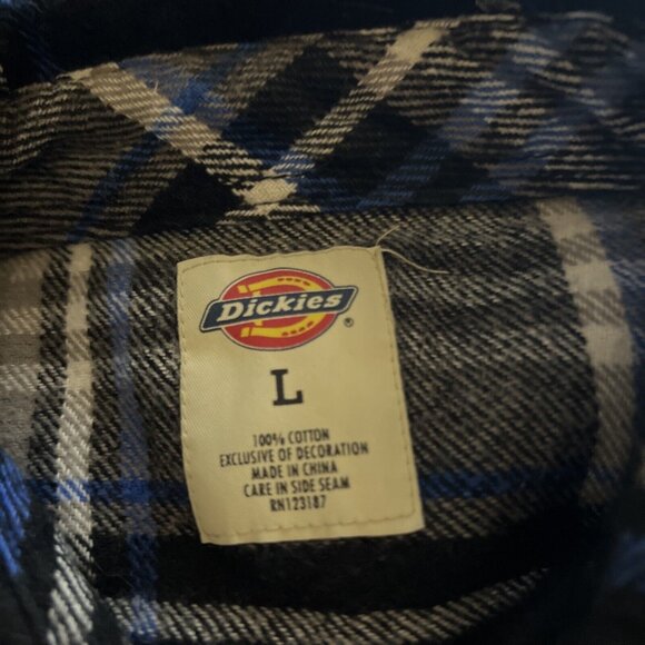 Dickies Men’s Shirt Multi-Color Plaid Flannel Long Sleeve Button Shacket Large - Picture 3 of 5
